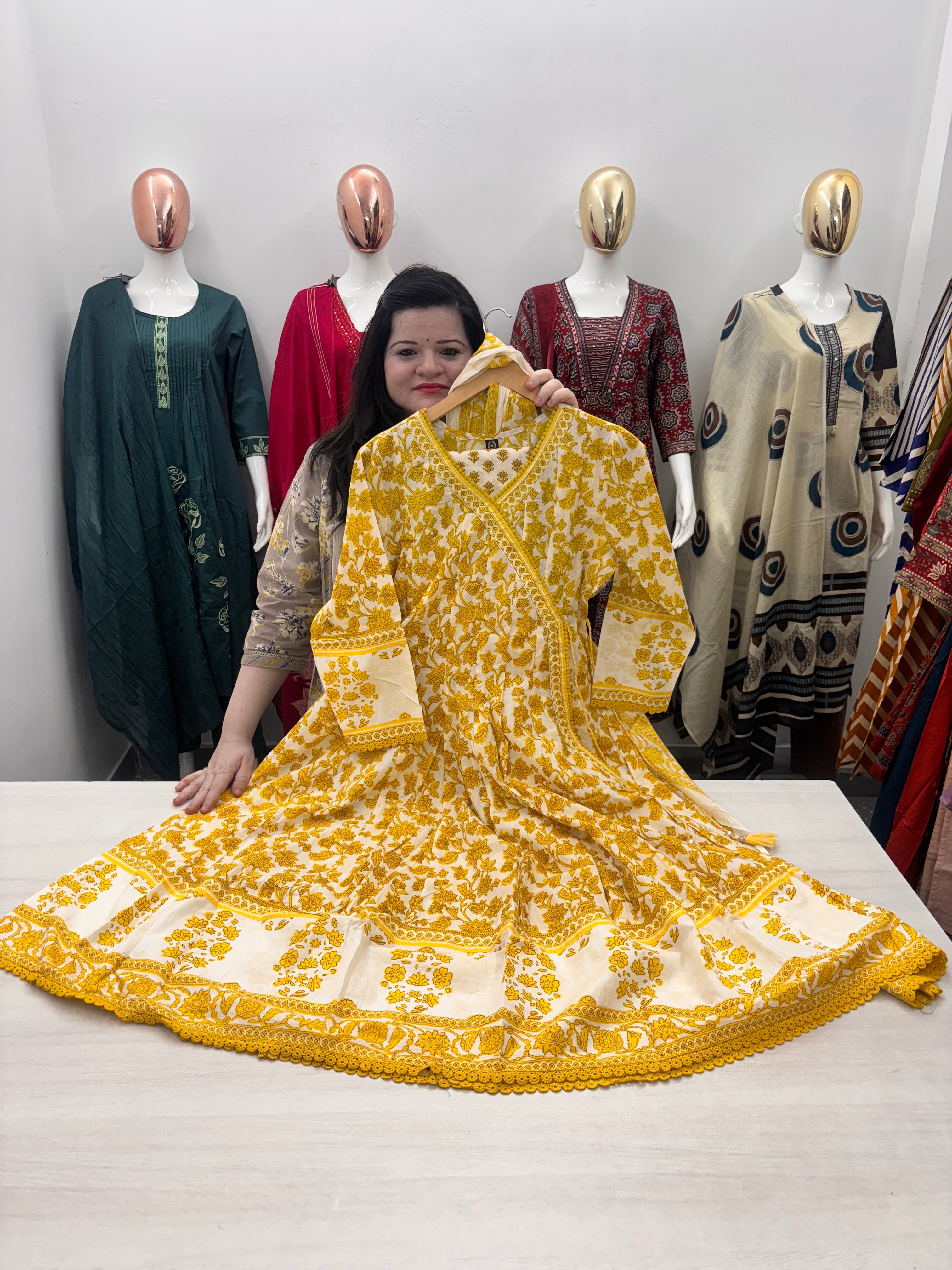 Shoulder Anarkali in kalamkari print