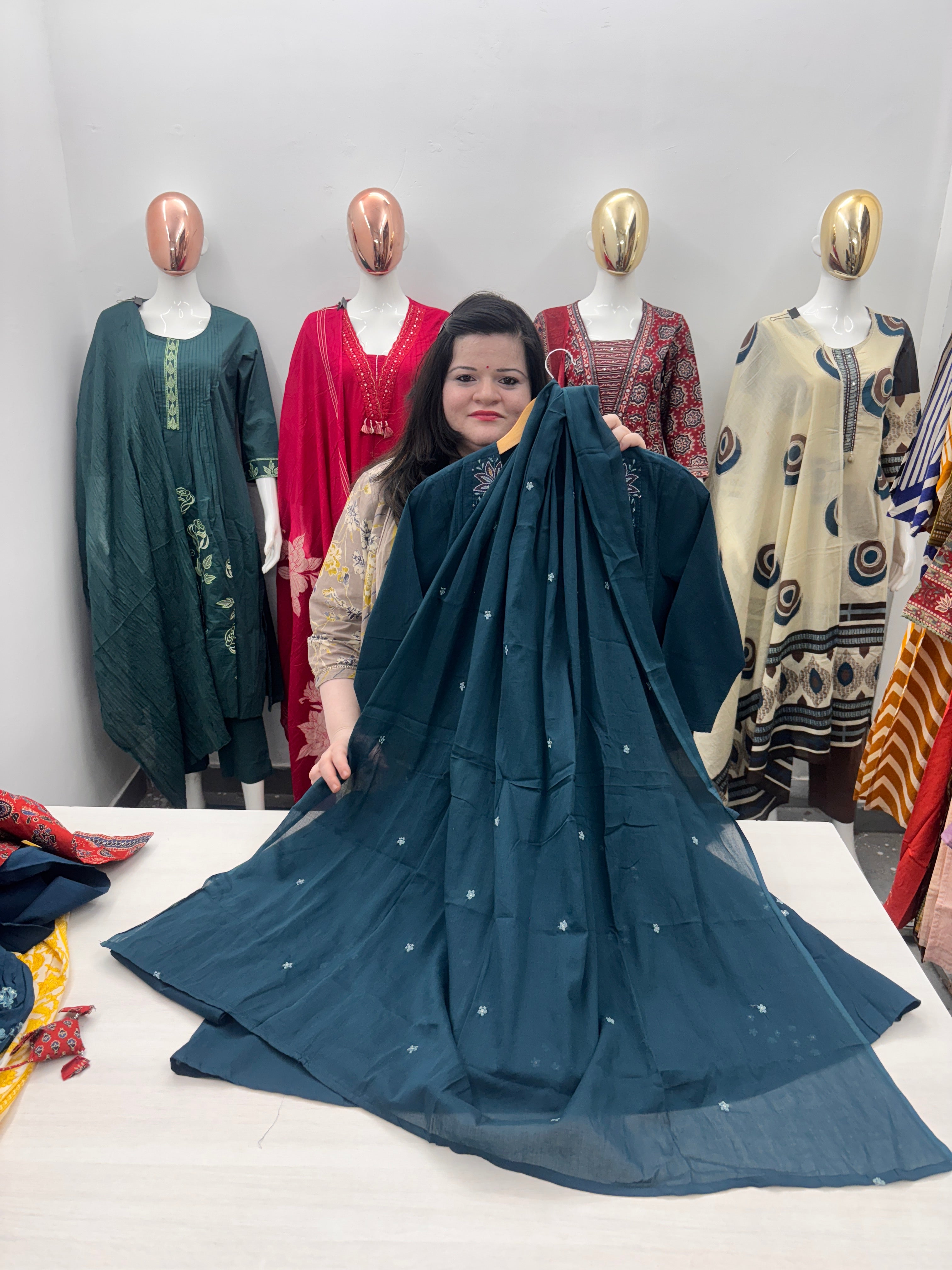 A1 Heavy cotton embroidery dupatta set