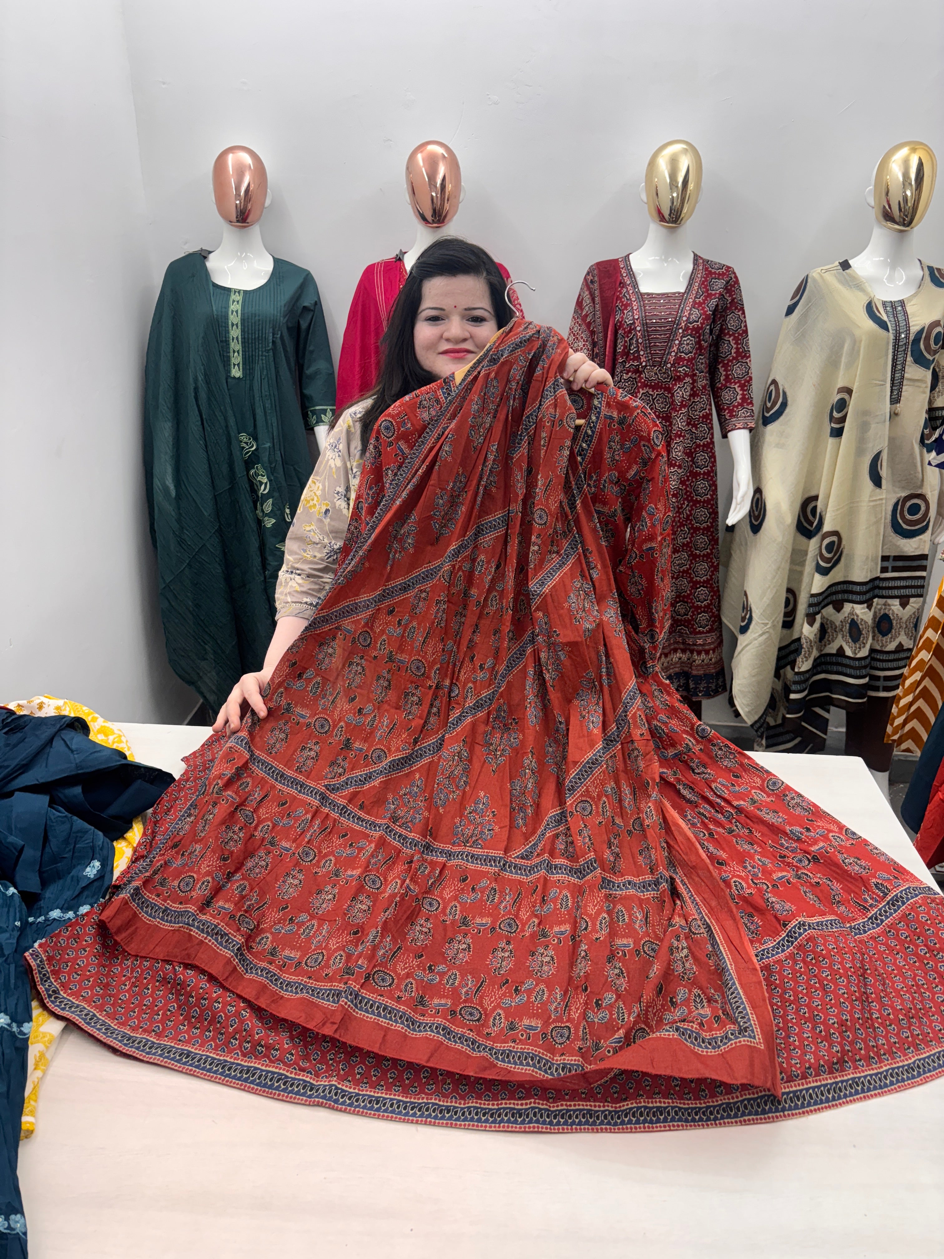 Ajrakh print anarkali with plazzo bottom