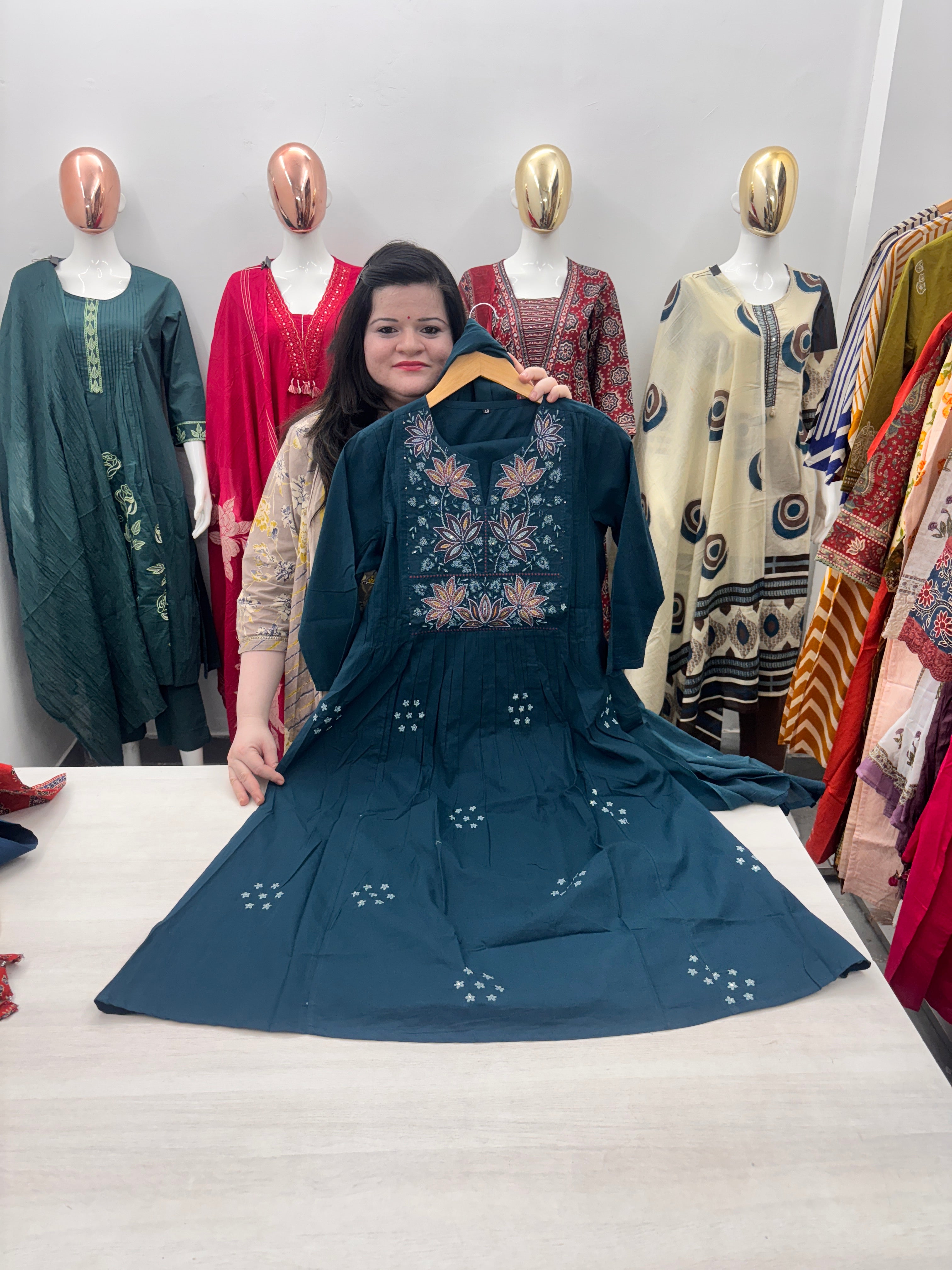 A1 Heavy cotton embroidery dupatta set