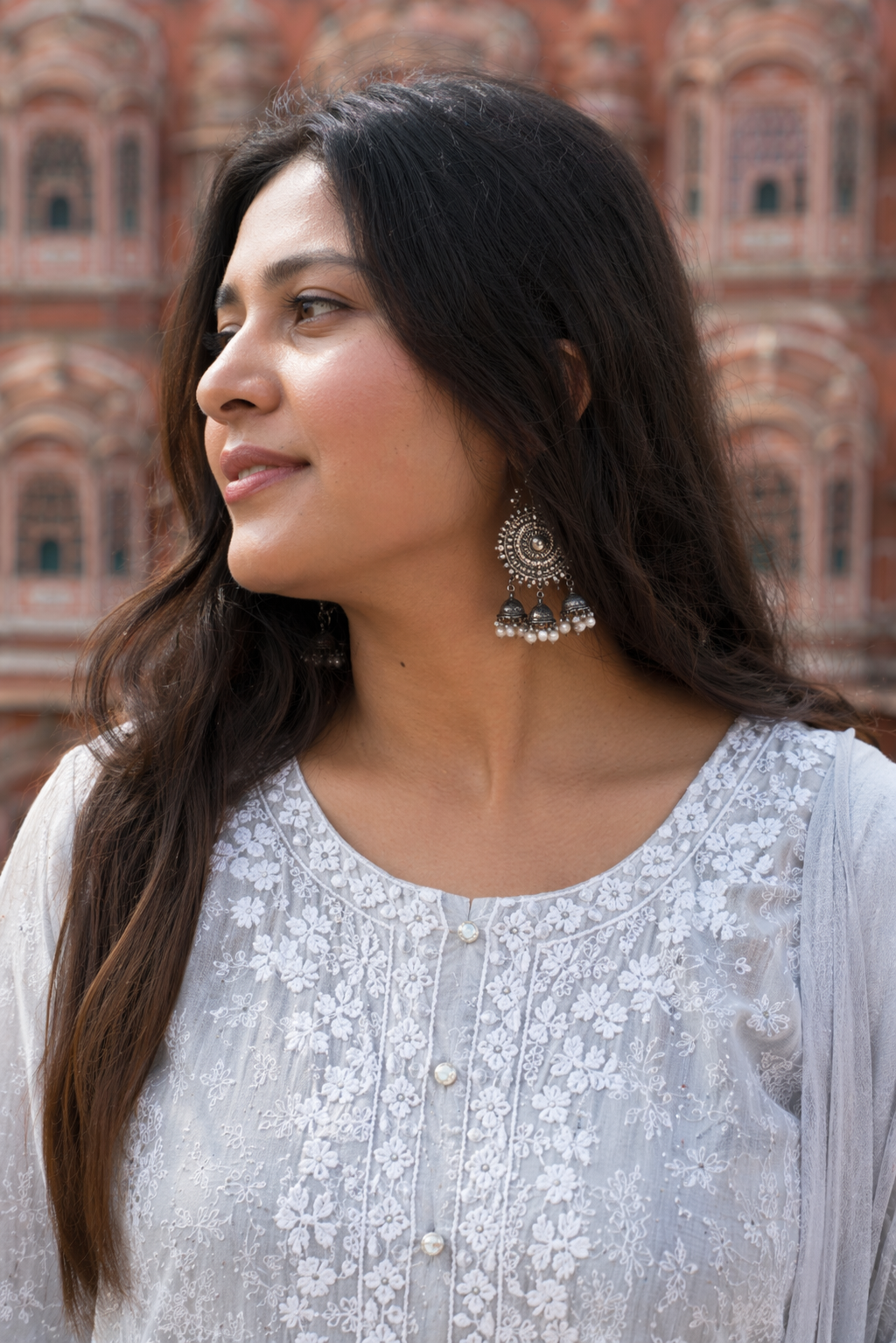 Pure White Chikankari Cotton 3-Piece Suit Set with Dupatta | Elegant Ethnic Kurta Pant Set for Women