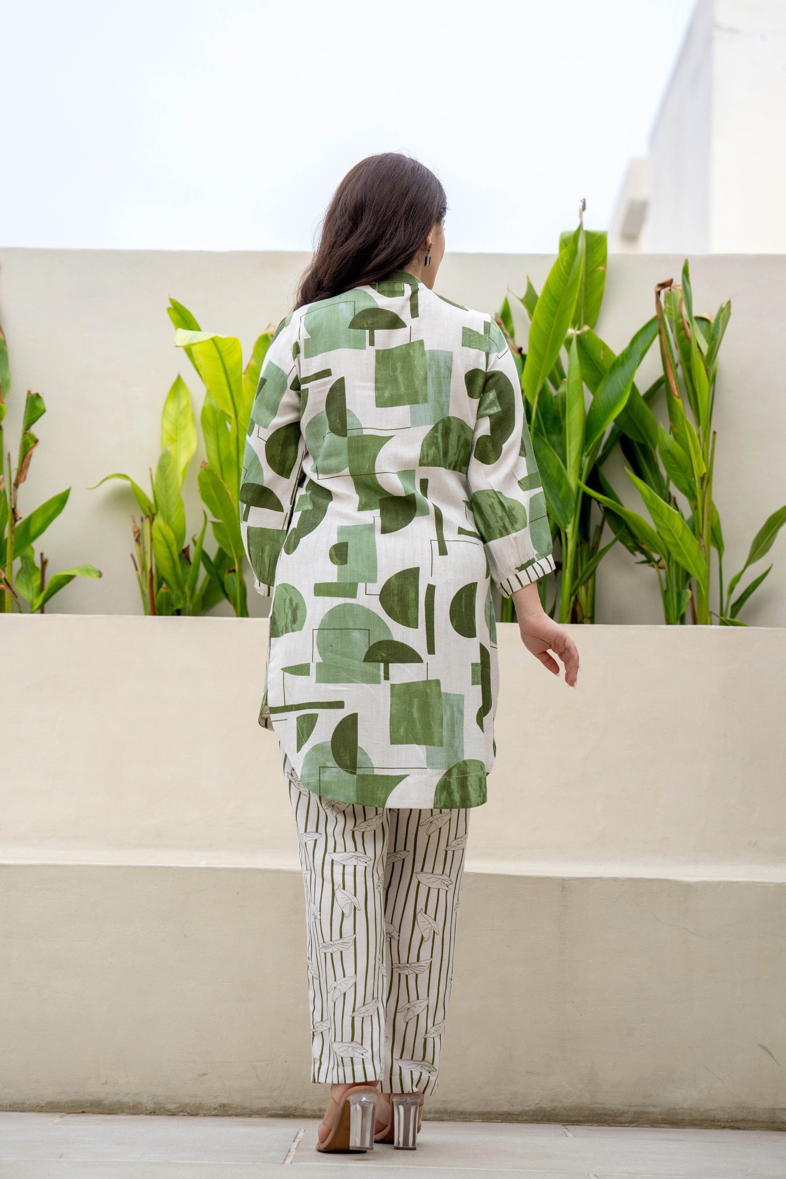 Green Abstract Printed Cotton Kurti Pant Co-ord Set for Women | Premium Summer Ethnic Wear | Straight Kurta with Printed Pants