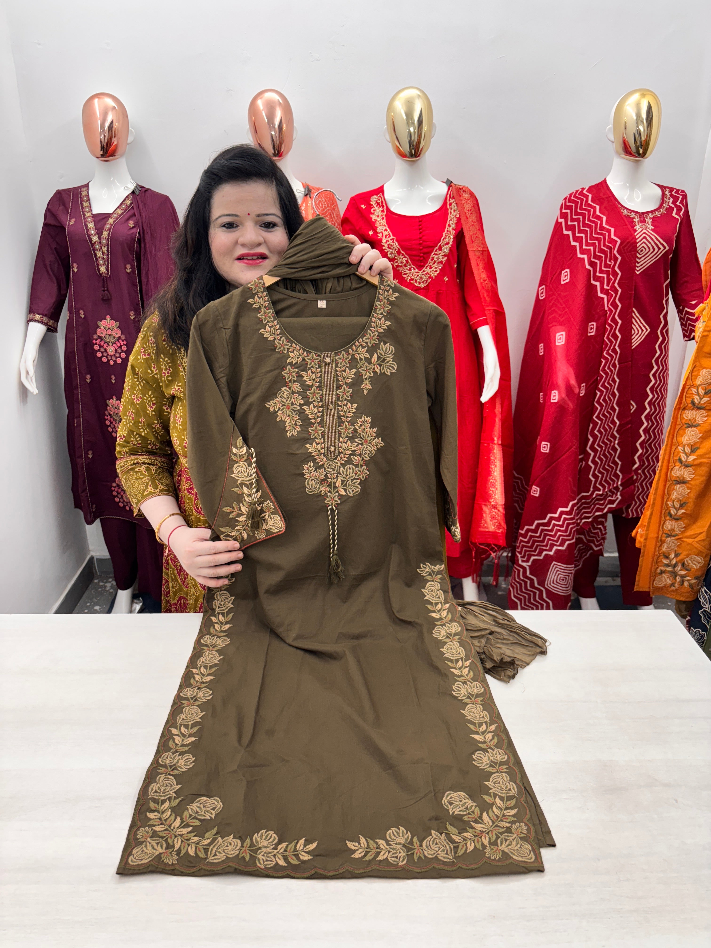 Straight Cotton dupatta set