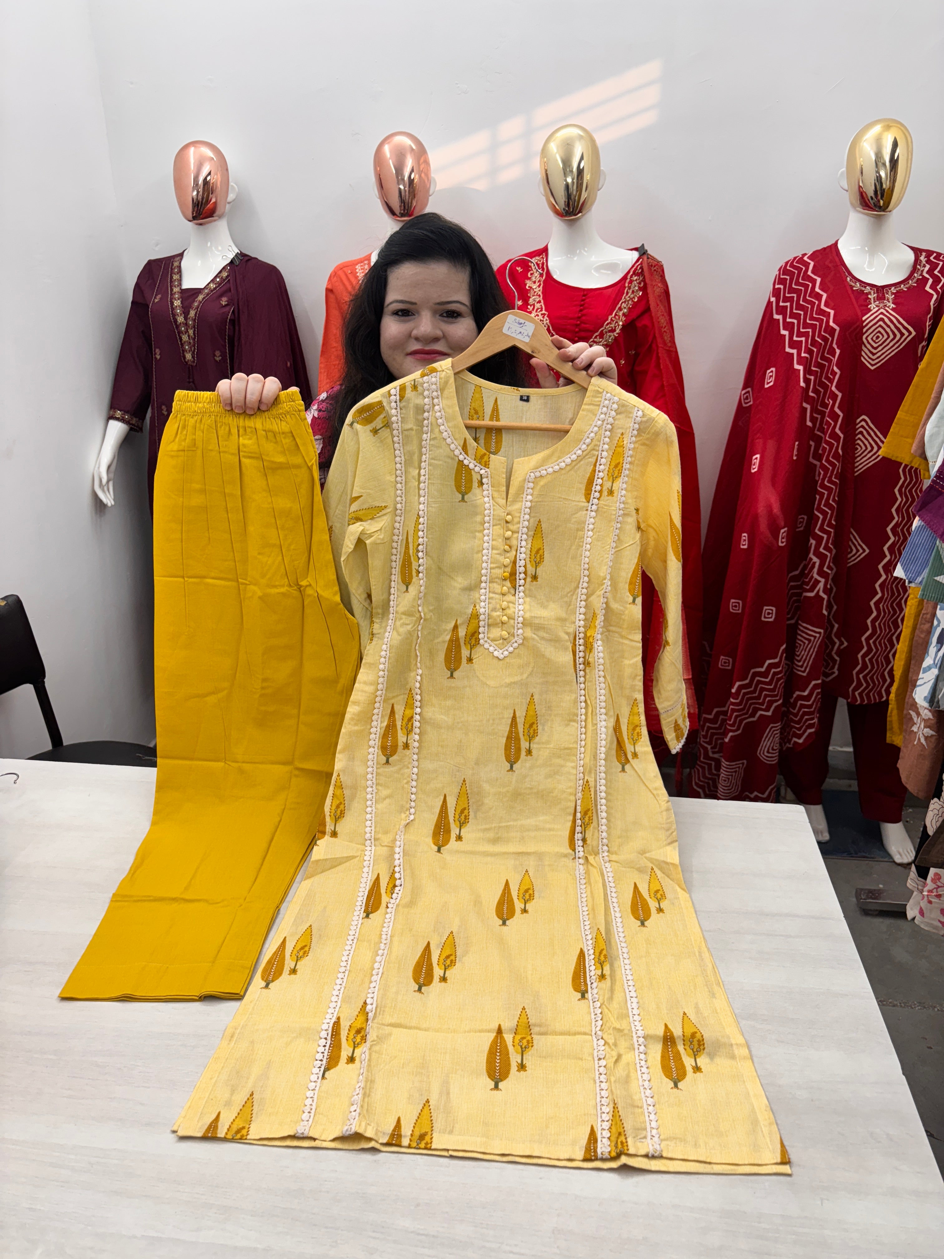 Round neck cotton coord set