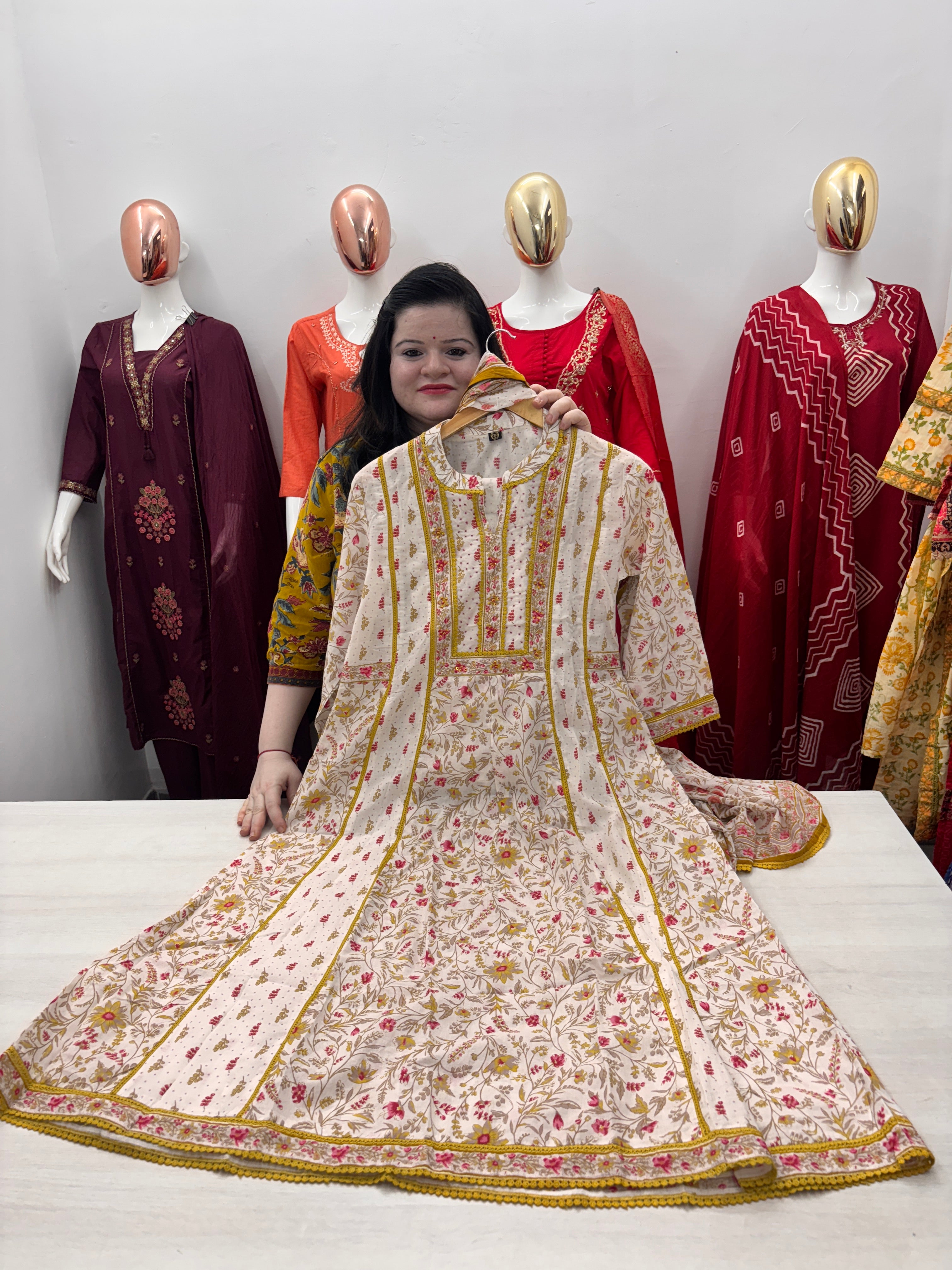 cotton kurta dupatta set with handwork