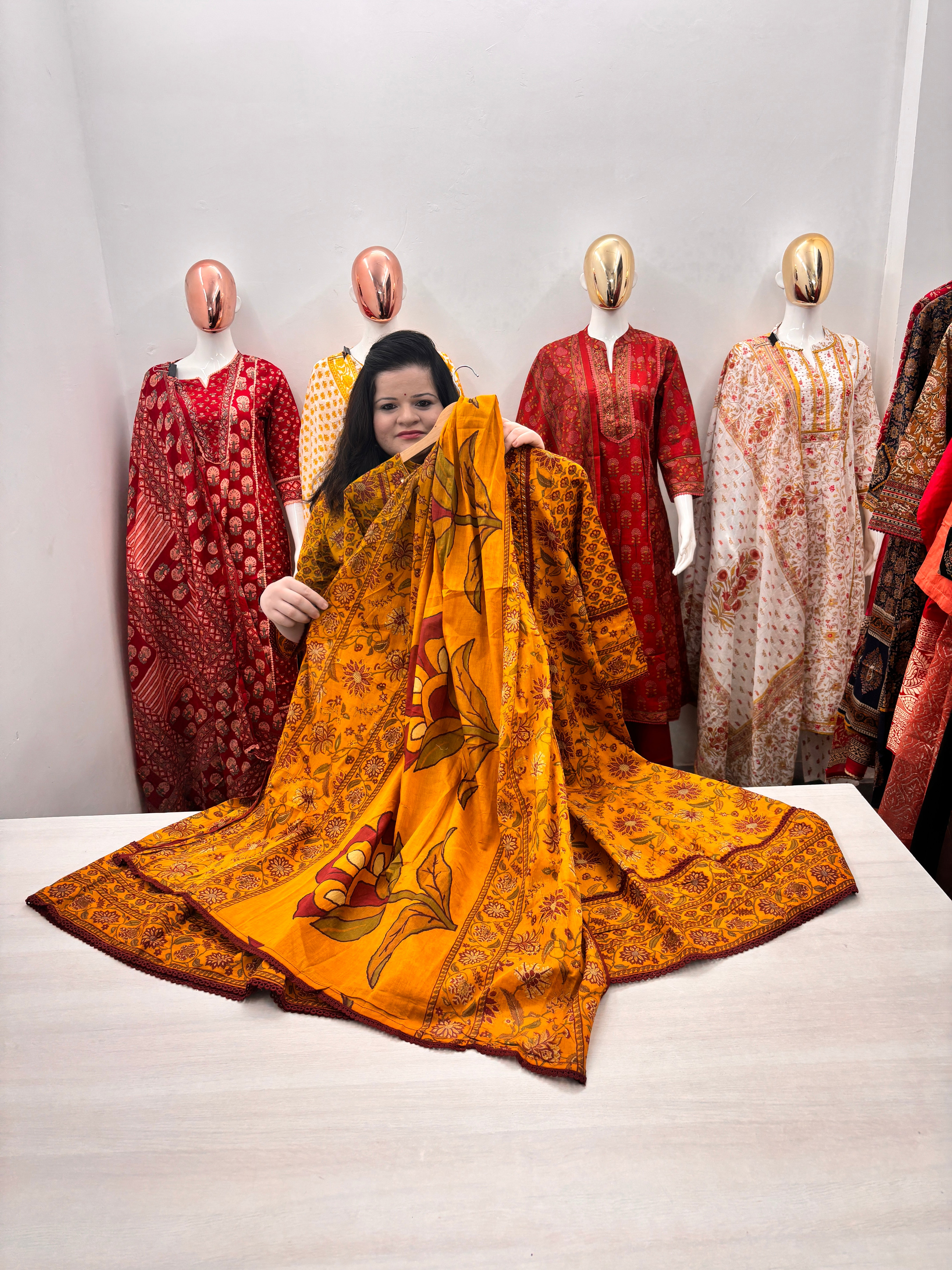 Cotton Anarkali Kurta set with handwork