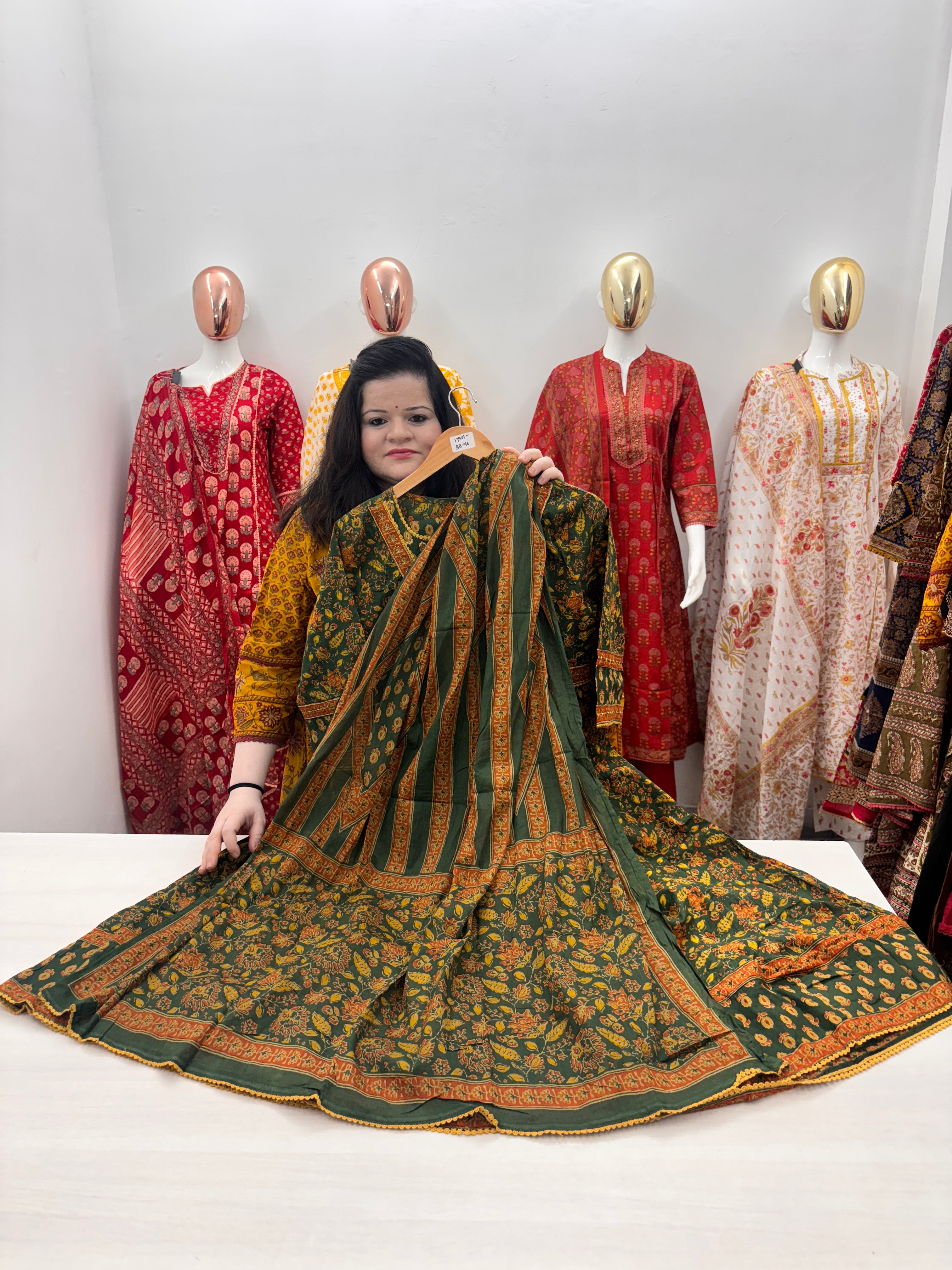 Cotton Anarkali Kurta set with handwork and handwork