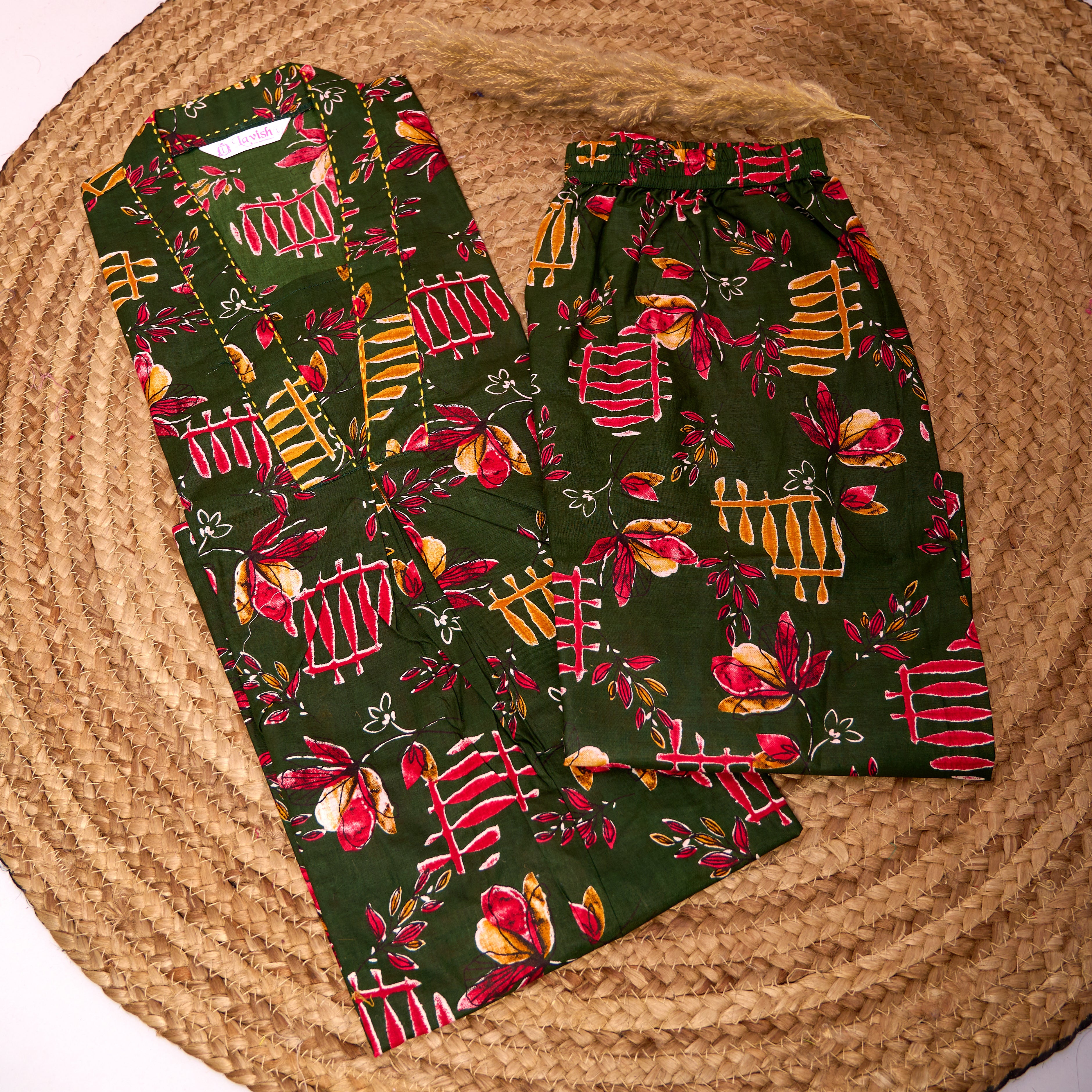 Cotton Plazo Coord set with katha work