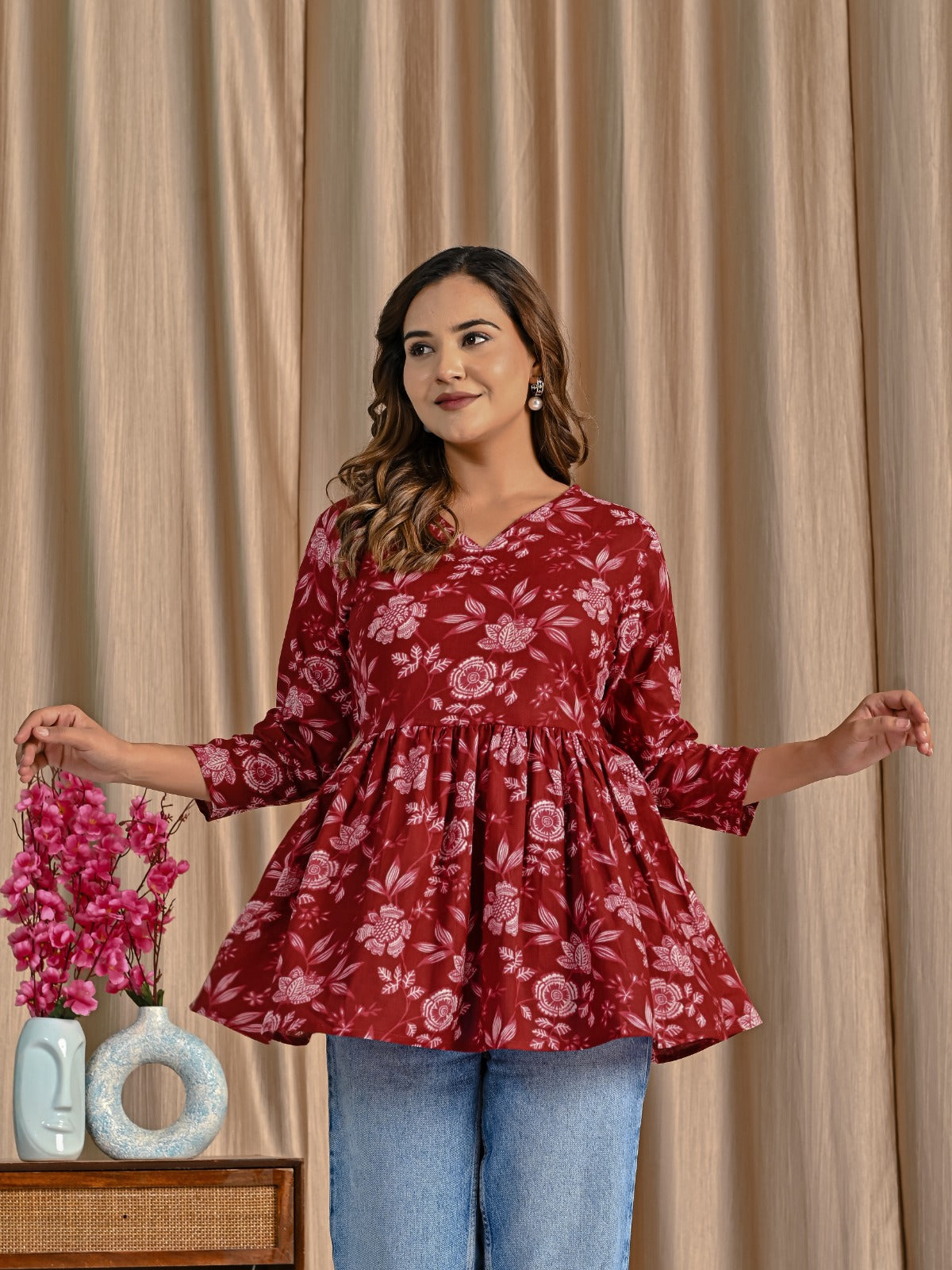 Short cotton top for girls