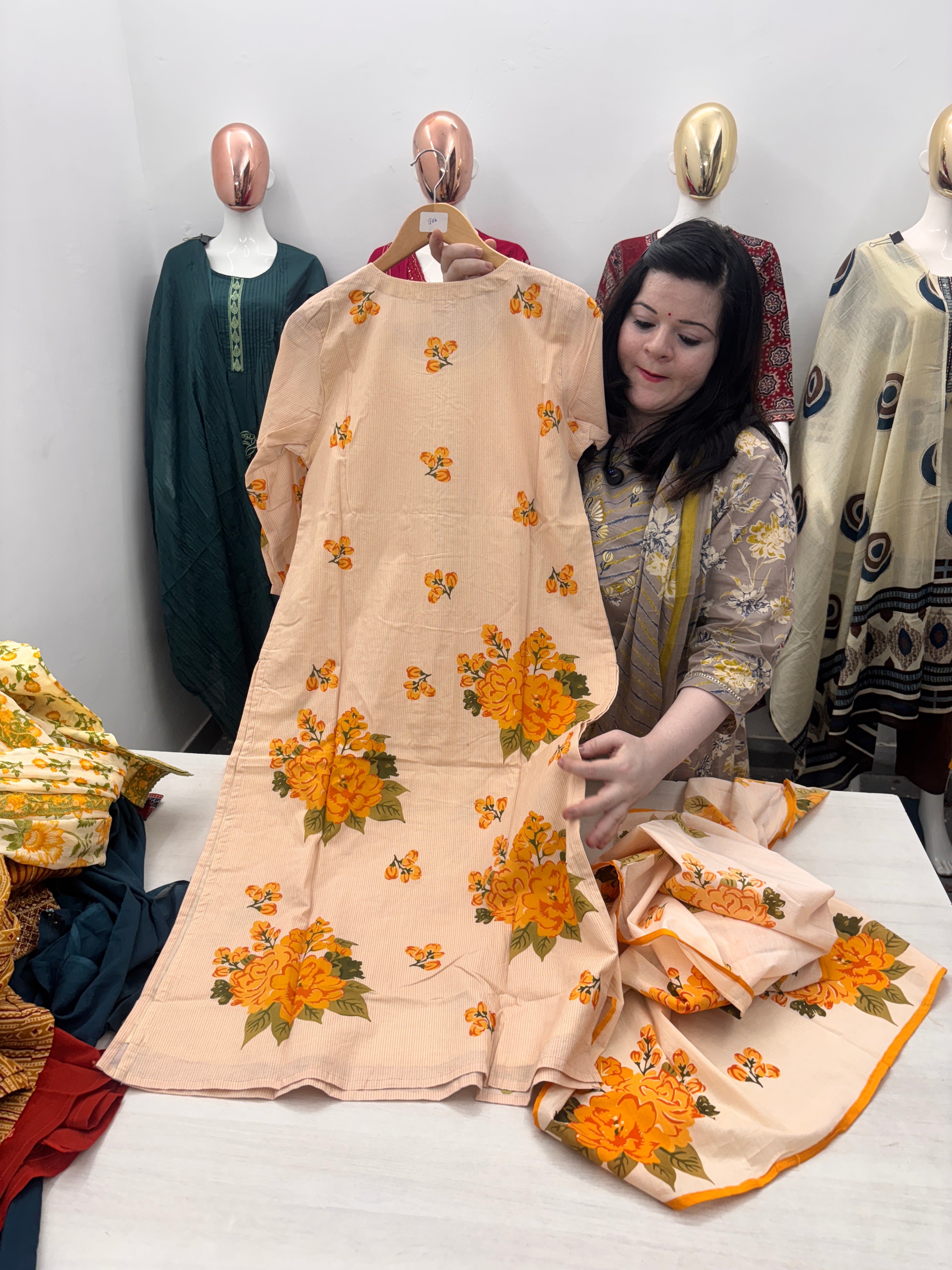 Cotton floral digital print suit with dupatta