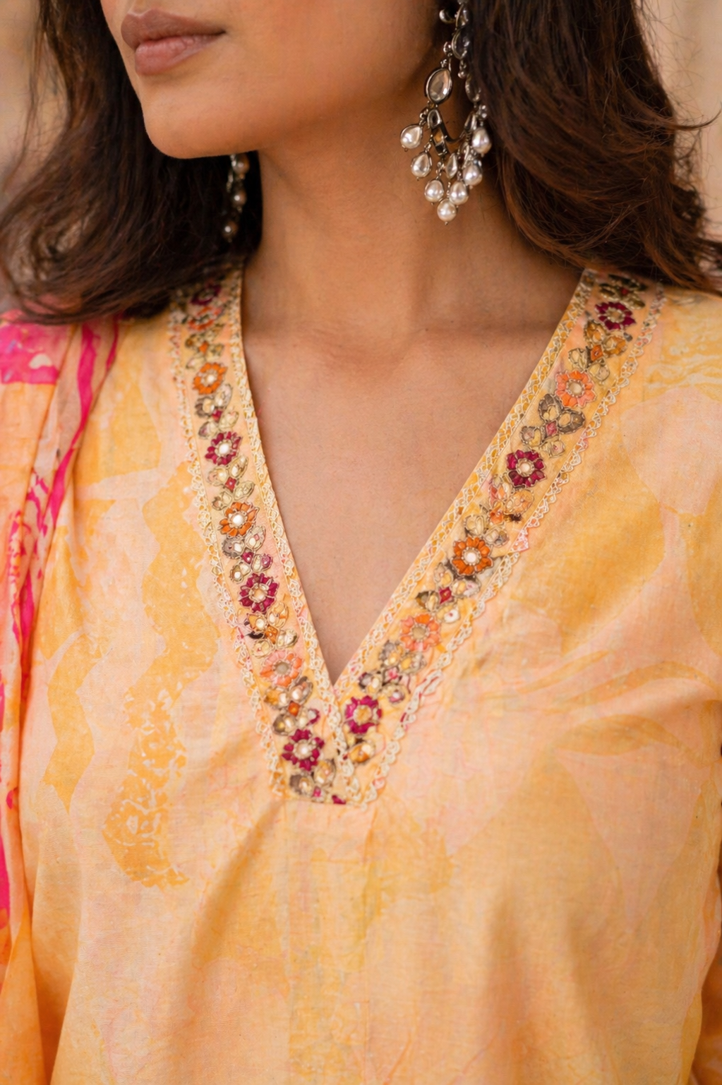 Women’s Yellow Floral Printed Cotton Kurta Set with Dupatta | Elegant Ethnic 3-Piece Suit for Festive & Casual Wear`