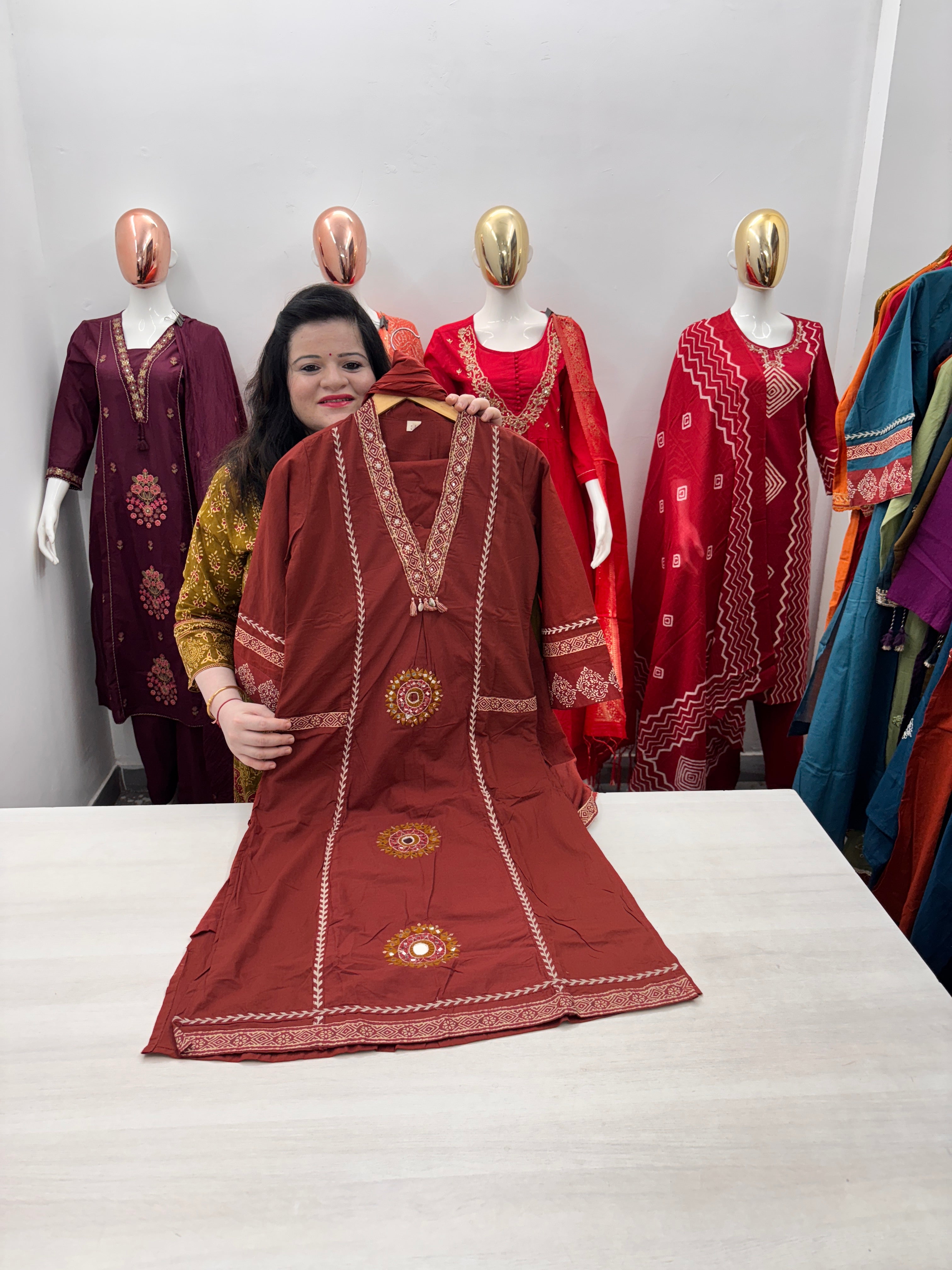 Cambric cotton 3pc dupatta set