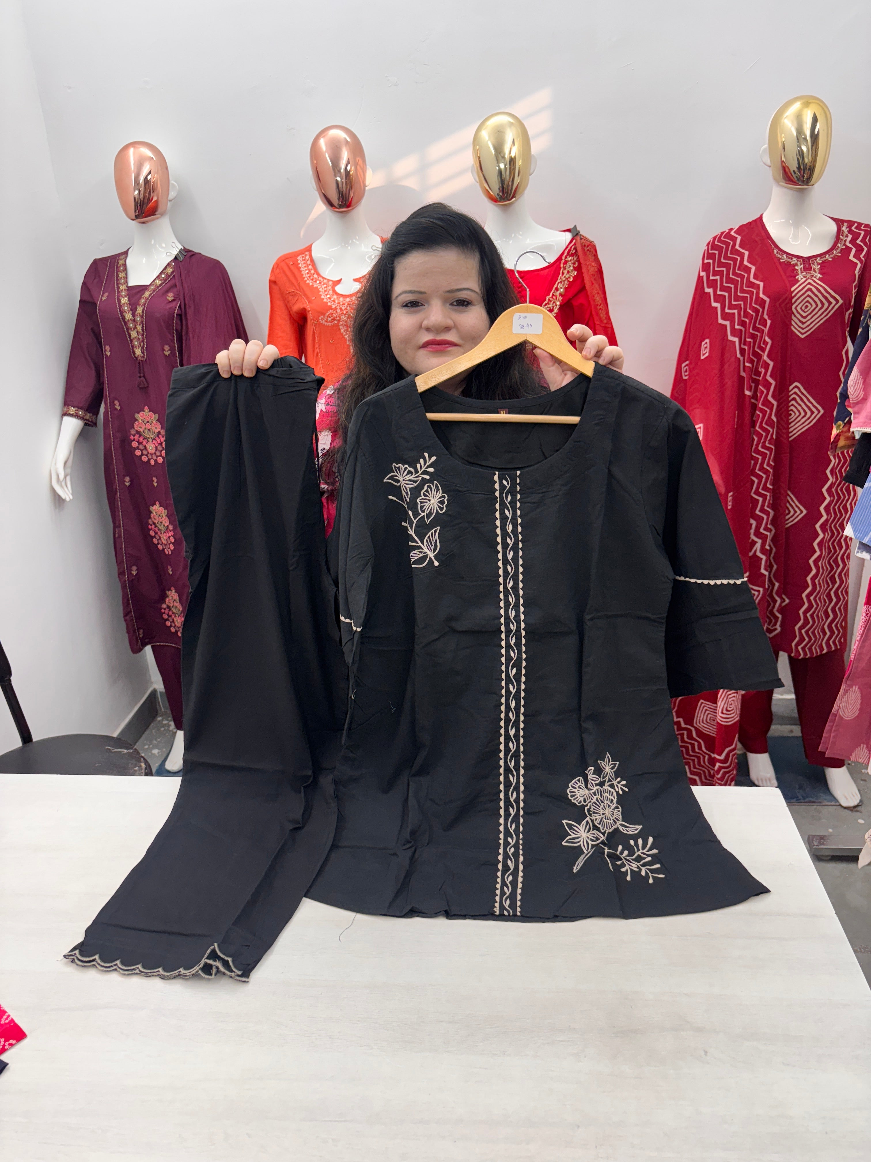 Black colour cotton coord set