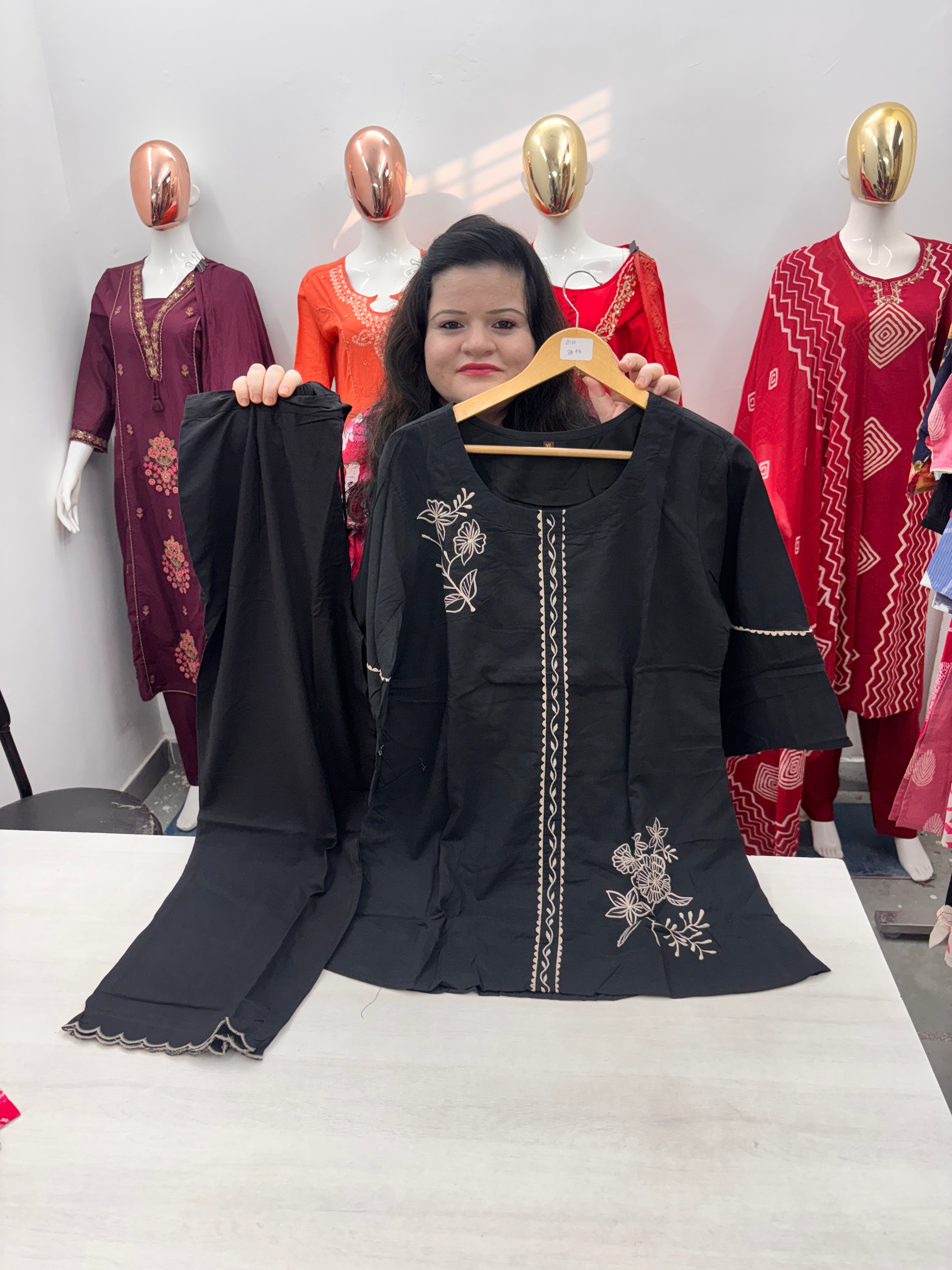 Black colour cotton coord set