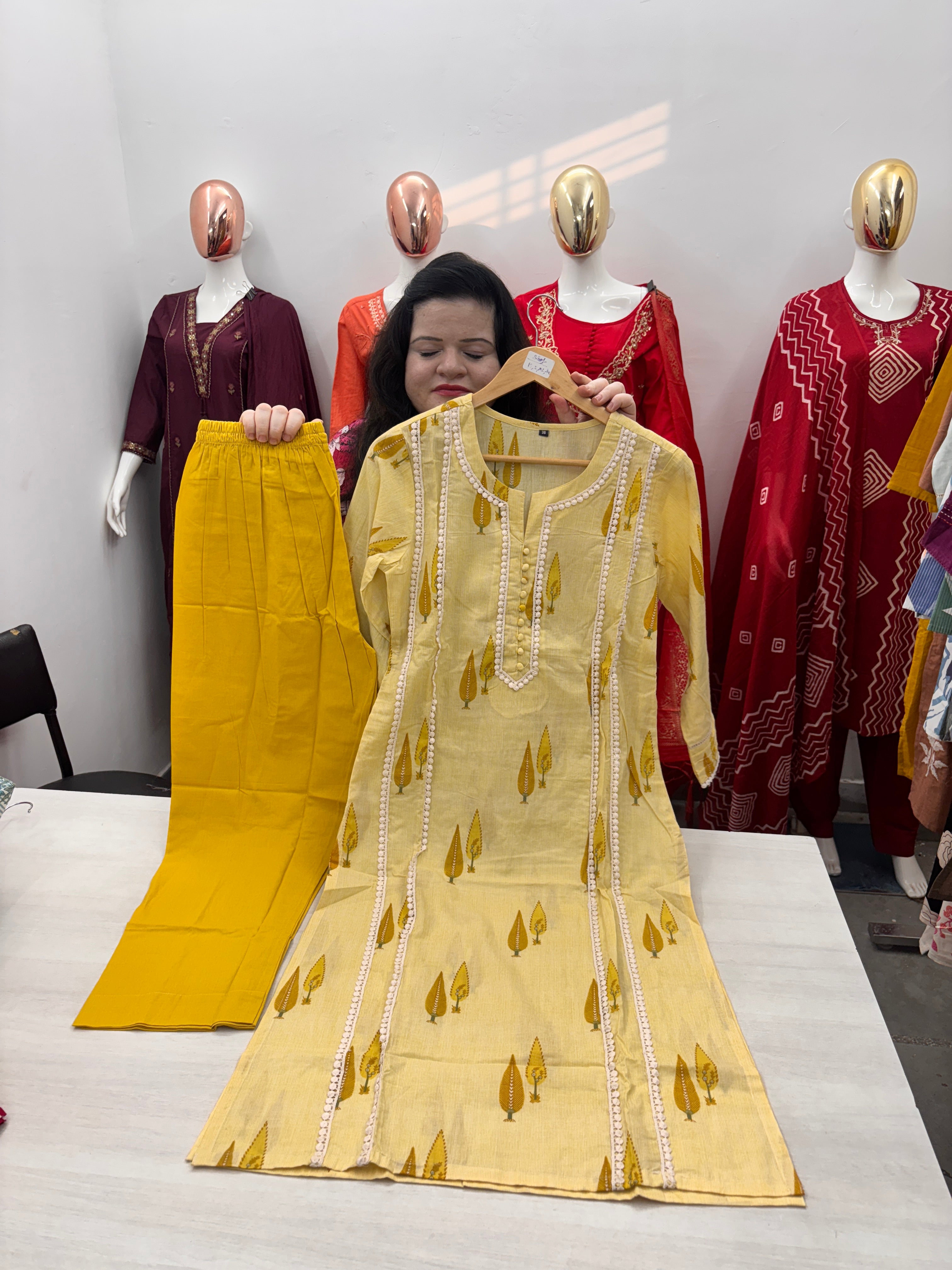 Round neck cotton coord set