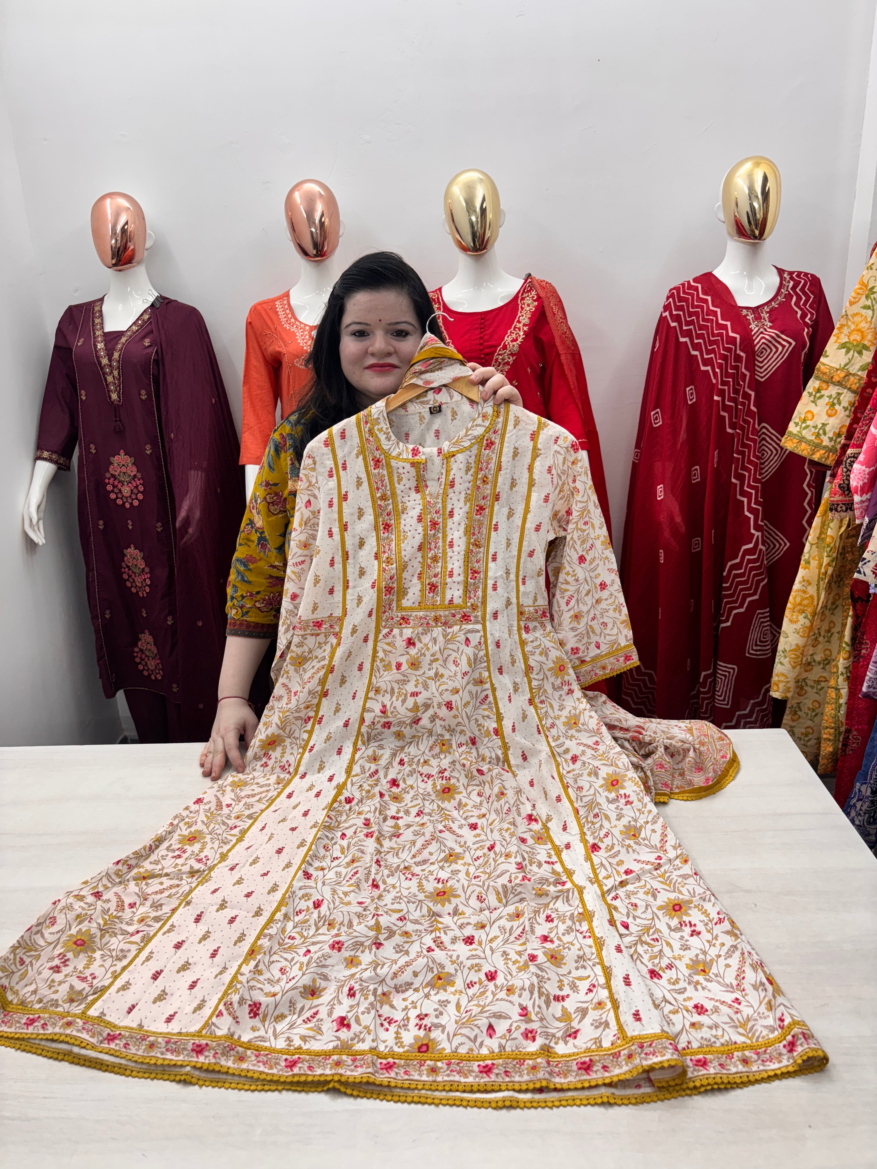 cotton kurta dupatta set with handwork