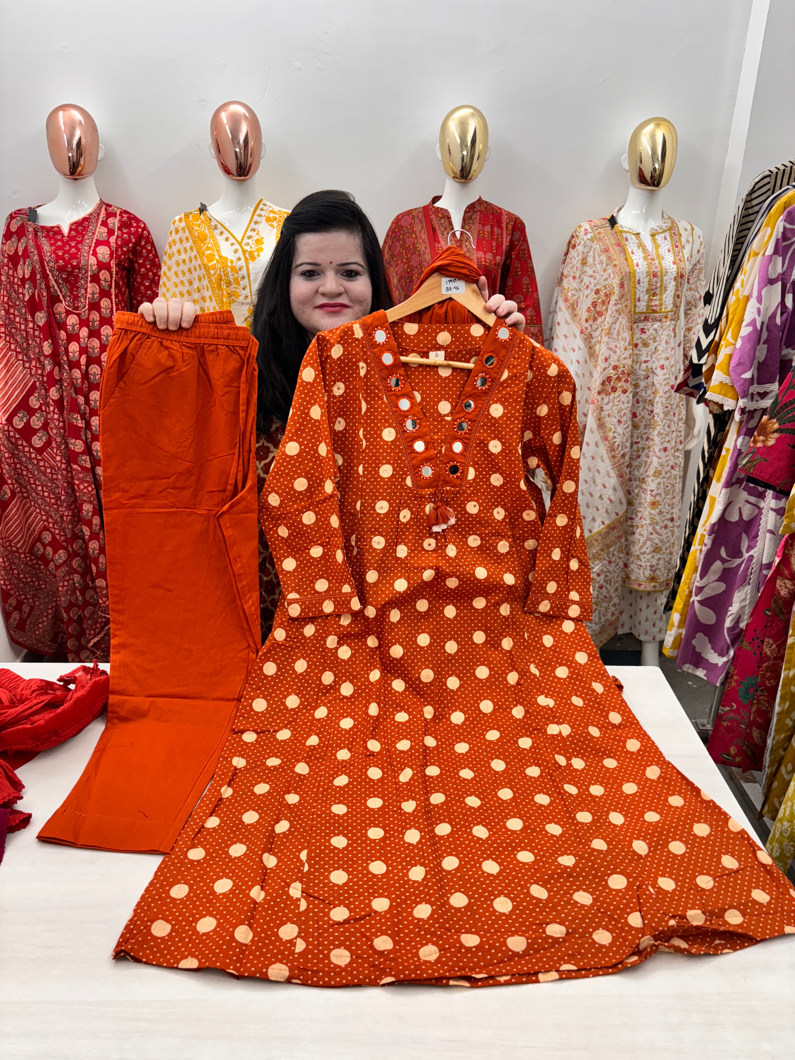 mirror work with embroidery cotton dupatta set