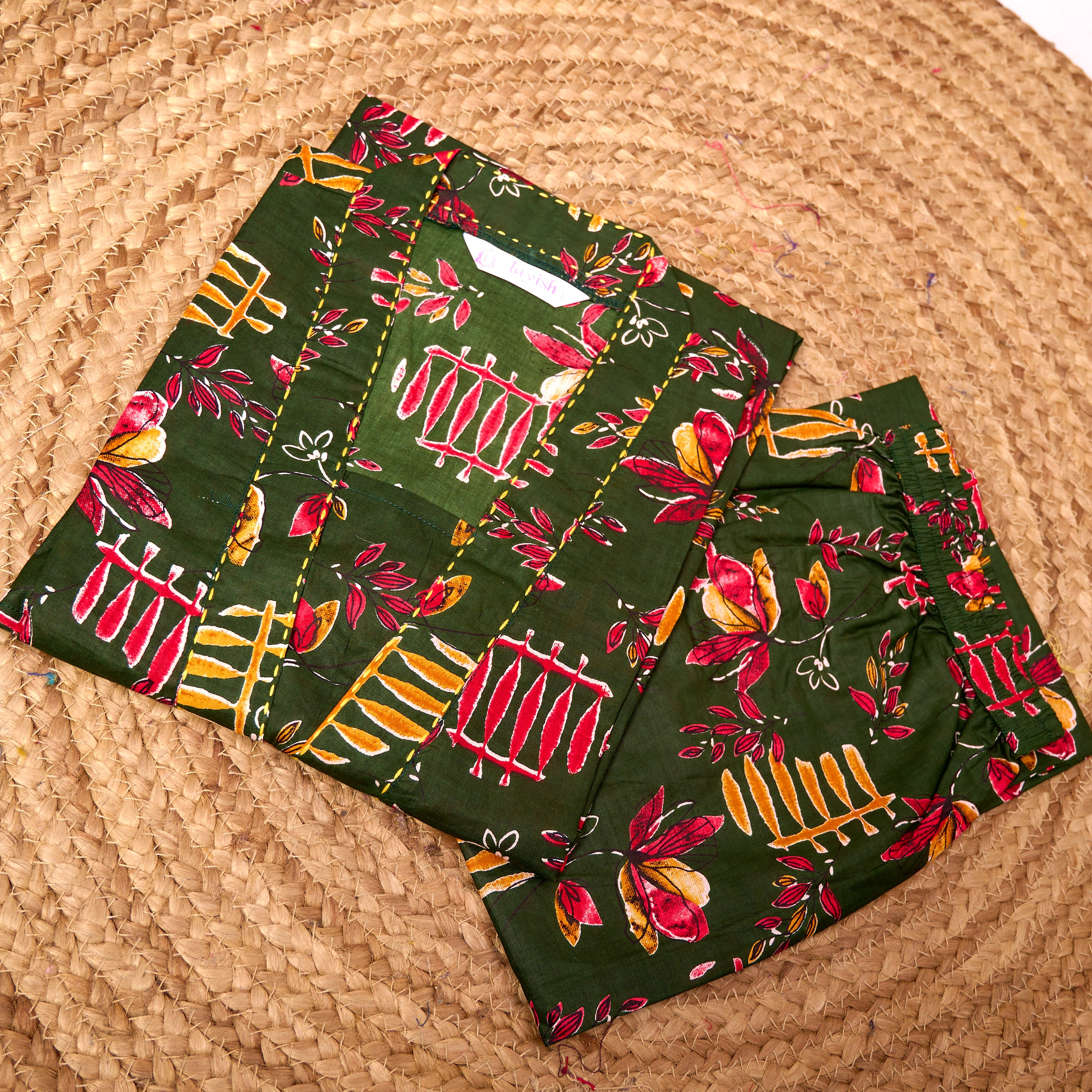 Cotton Plazo Coord set with katha work