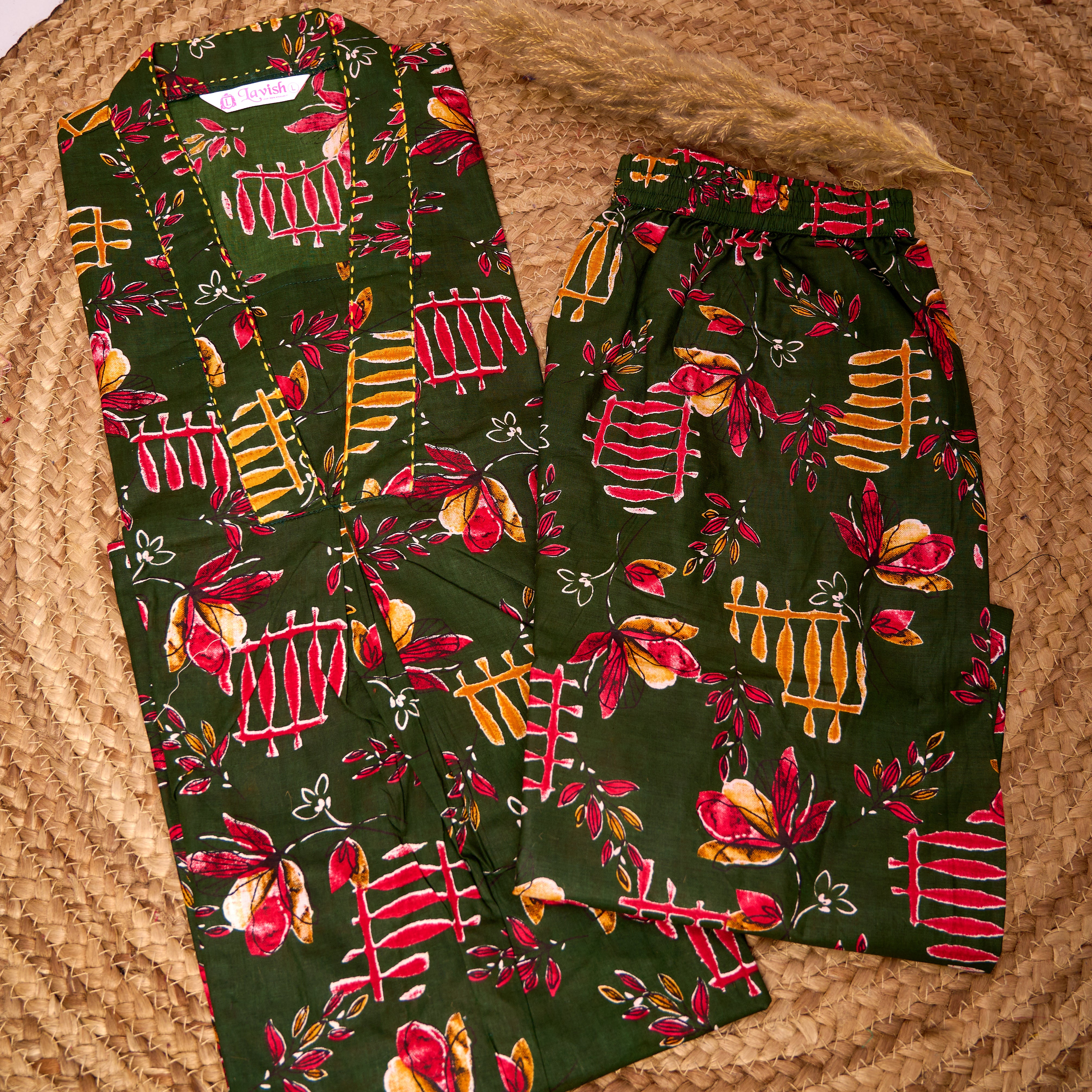 Cotton Plazo Coord set with katha work