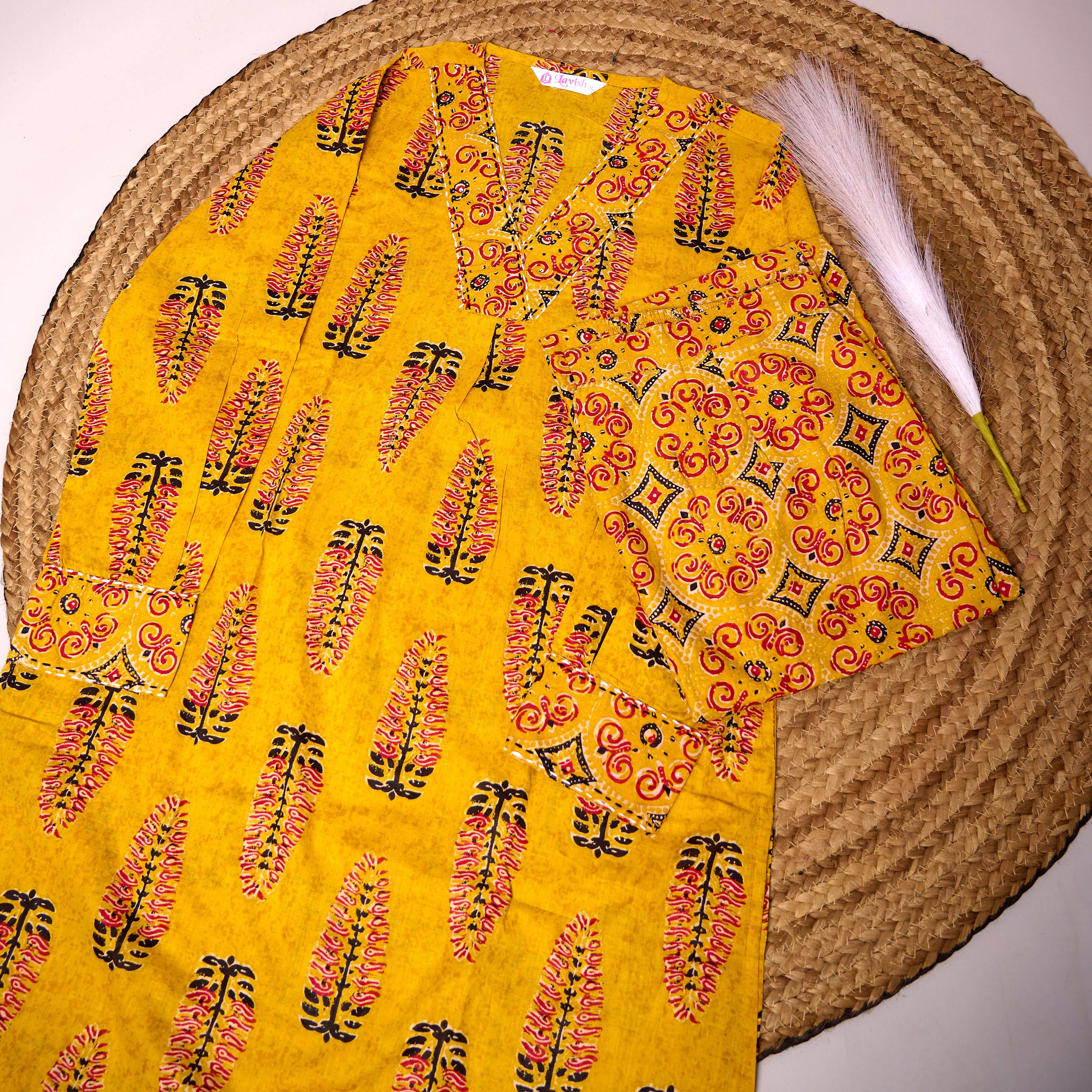 Cotton Plazo Coord set with katha work-3