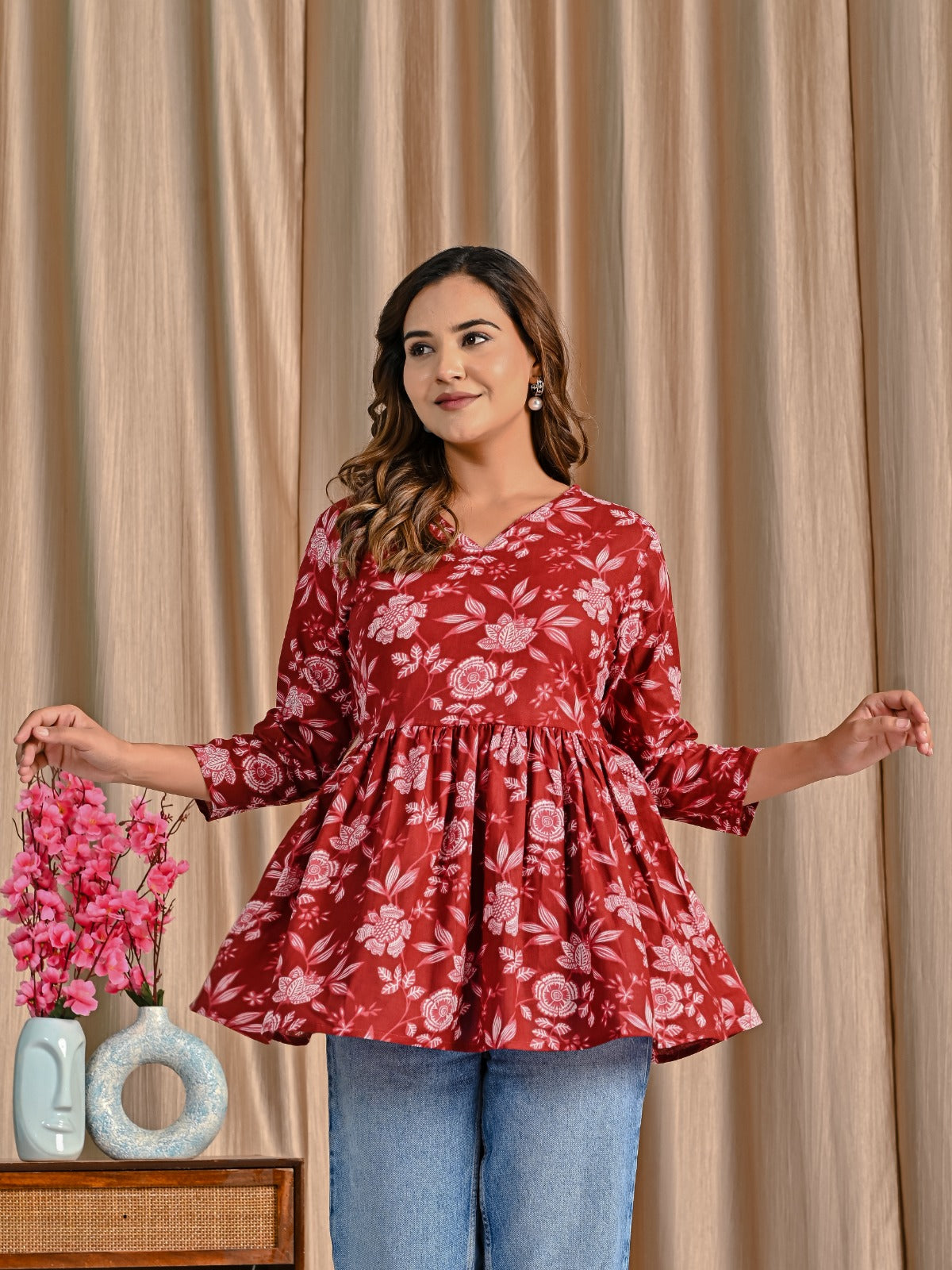 Short cotton top for girls